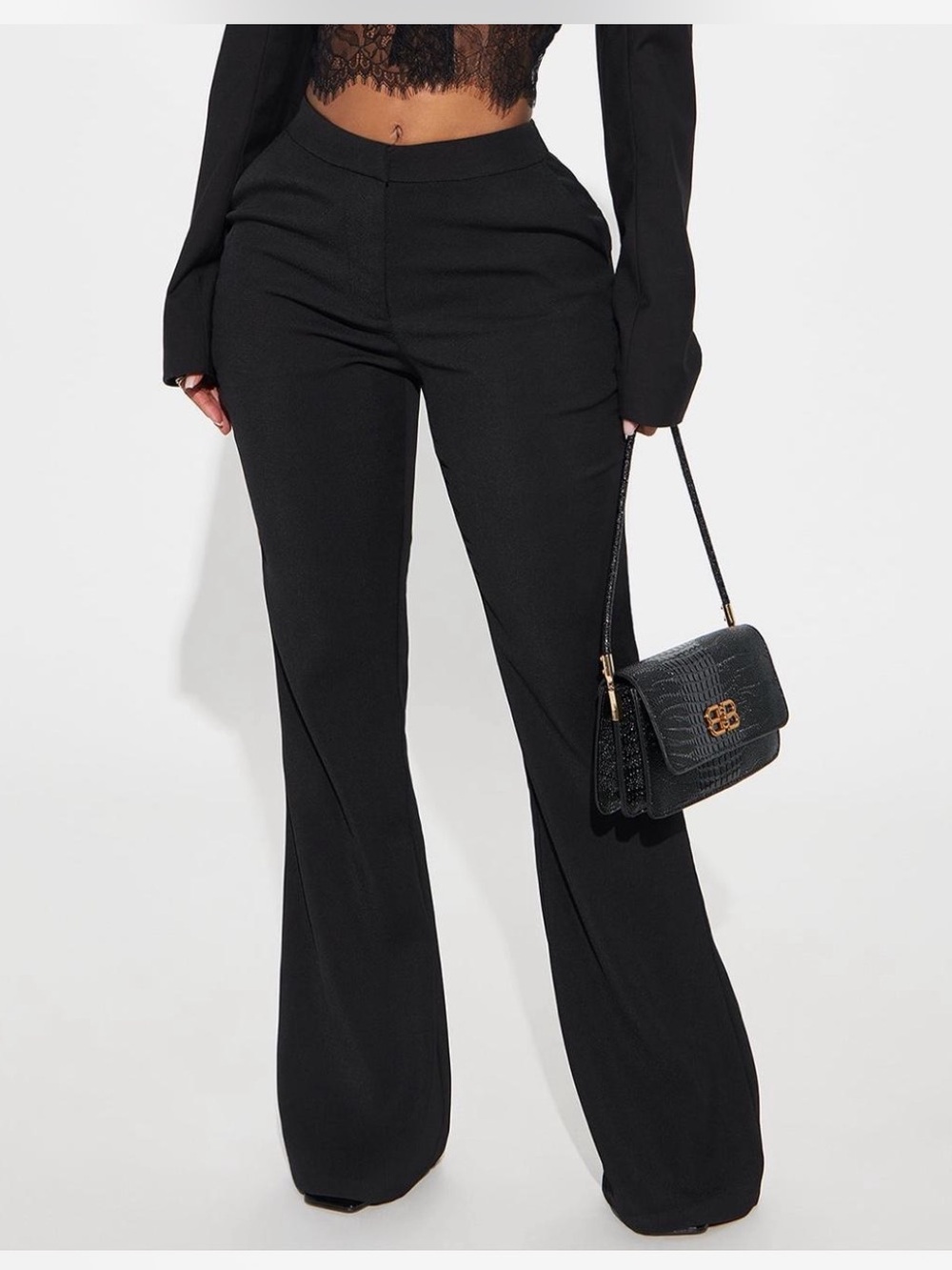 Classic Black High-Waist Flare Trousers